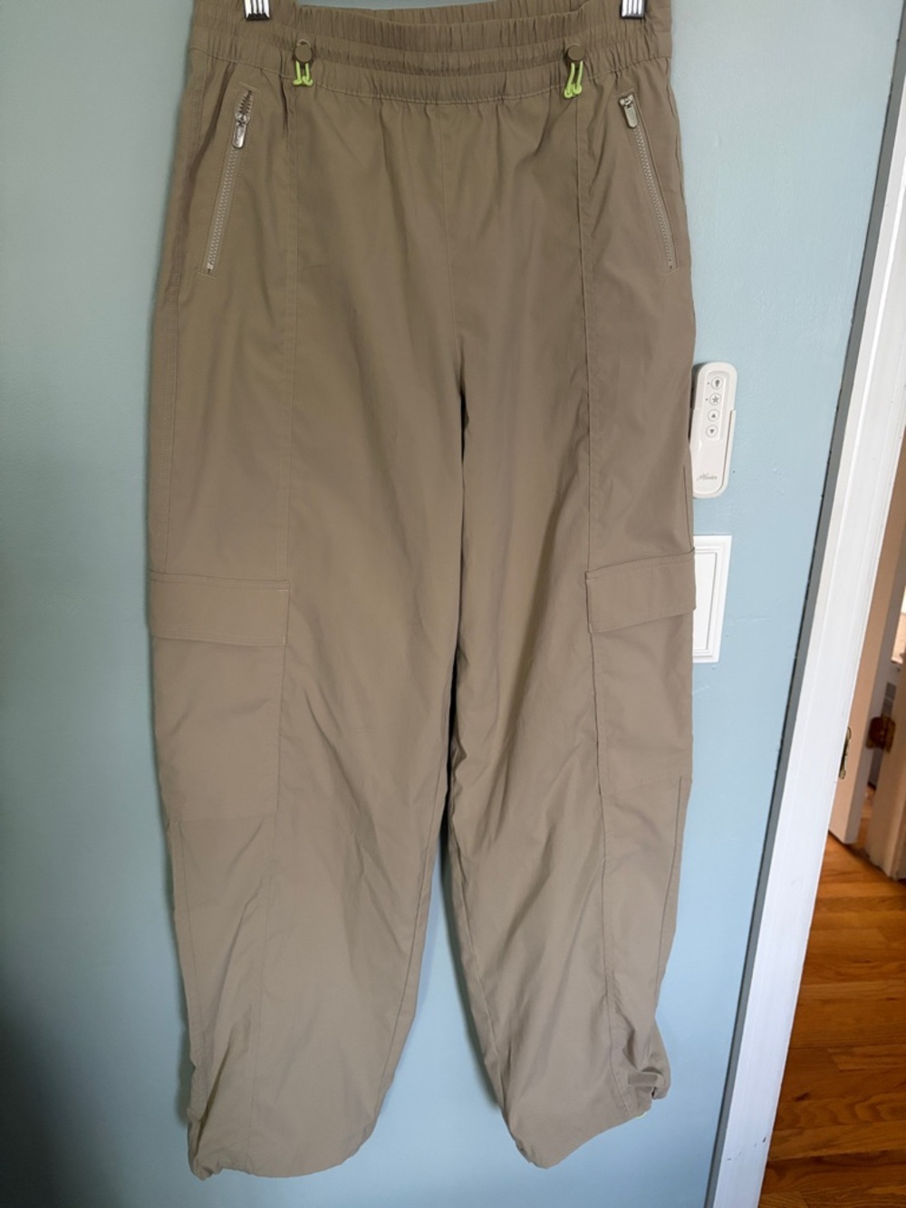 Athleta Khaki Cargo Jogger Pants with Zip Pockets